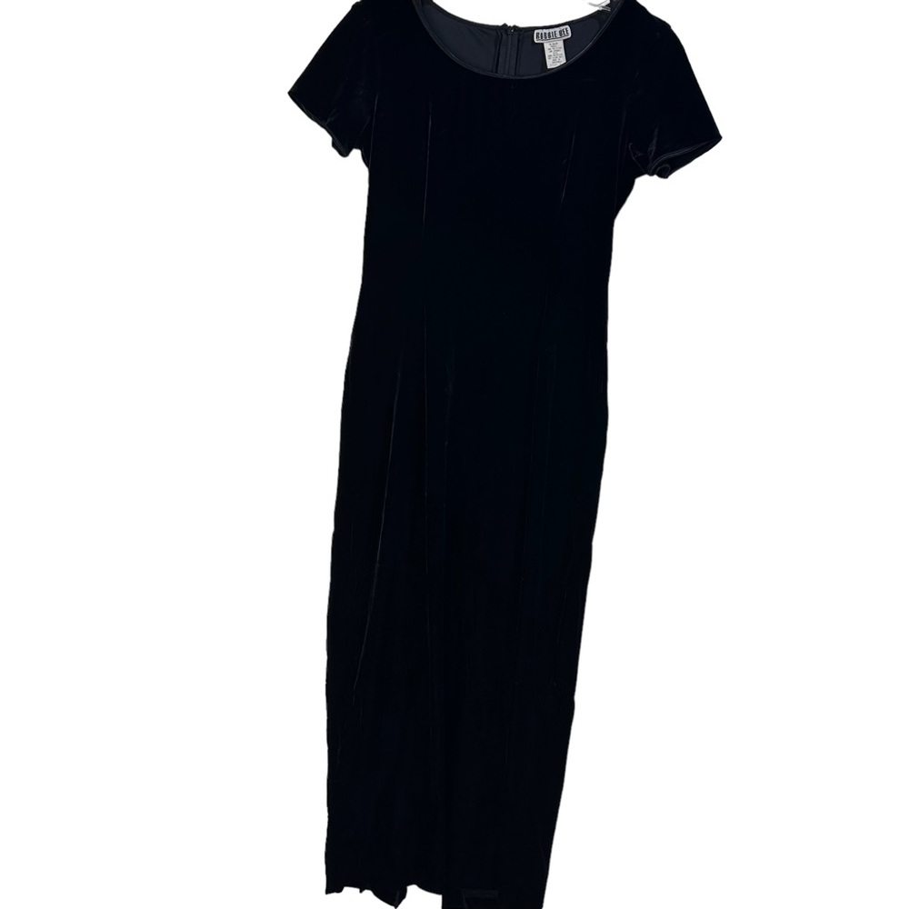 Robbie Bee midi length stretch velour velvet satin bow at waist size 6